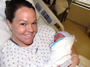 Mommy with newborn Merritt Gracie